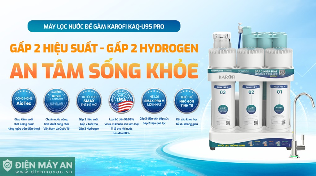 Máy lọc nước RO Karofi KAQ-U95 Pro 10 lõi